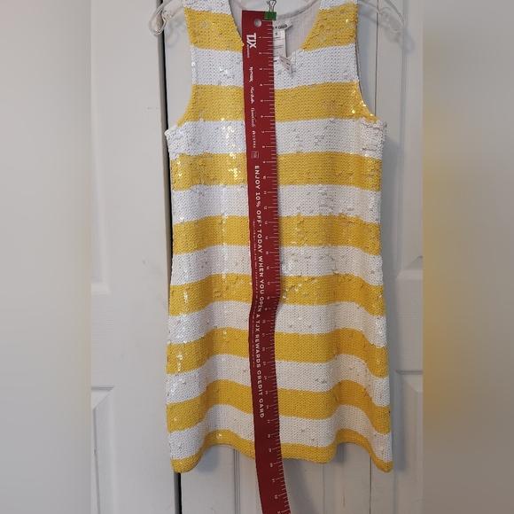 NWT Sequin Yellow and White Striped Dress - Size Small - Picture 5 of 7